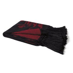 Fibre by Auskin Baby Alpaca Vines Throw 51x70" in Black and Raspberry